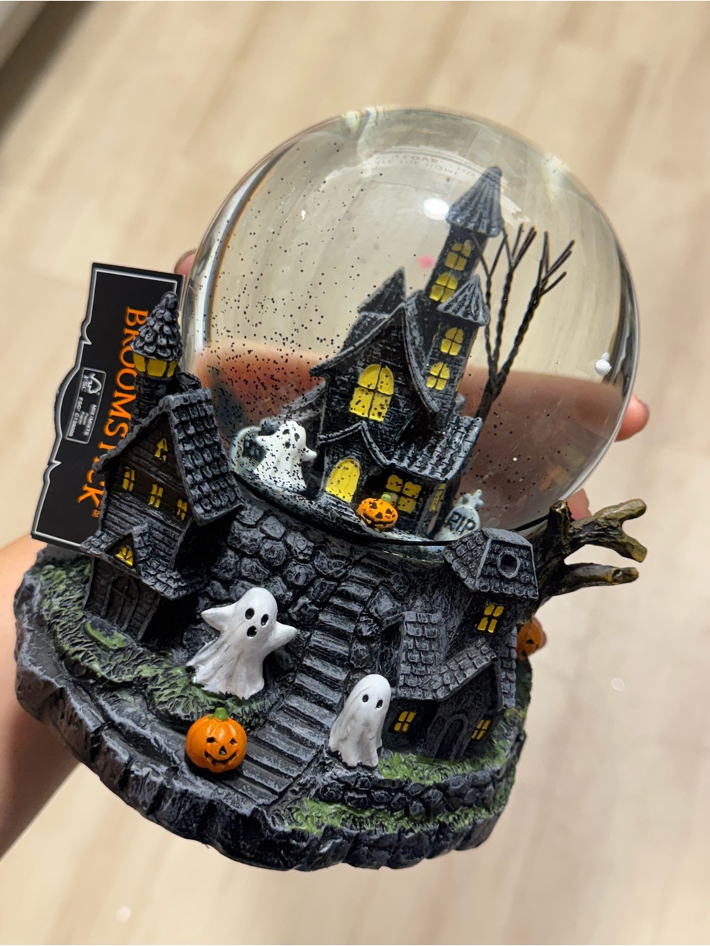 Halloween Haunted House Snow Globe with Ghosts & Pumpkins